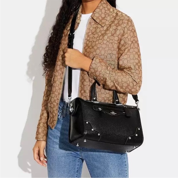 Coach Black Leather Millie Satchel NWT - Picture 4 of 16